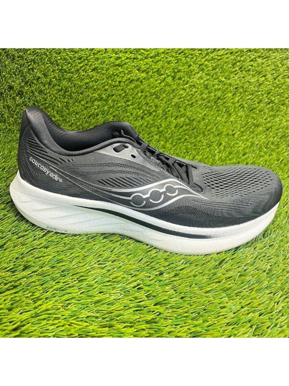 Saucony Ride 18 Mens Size 11.5 Black White Athletic Running Shoes Sneakers